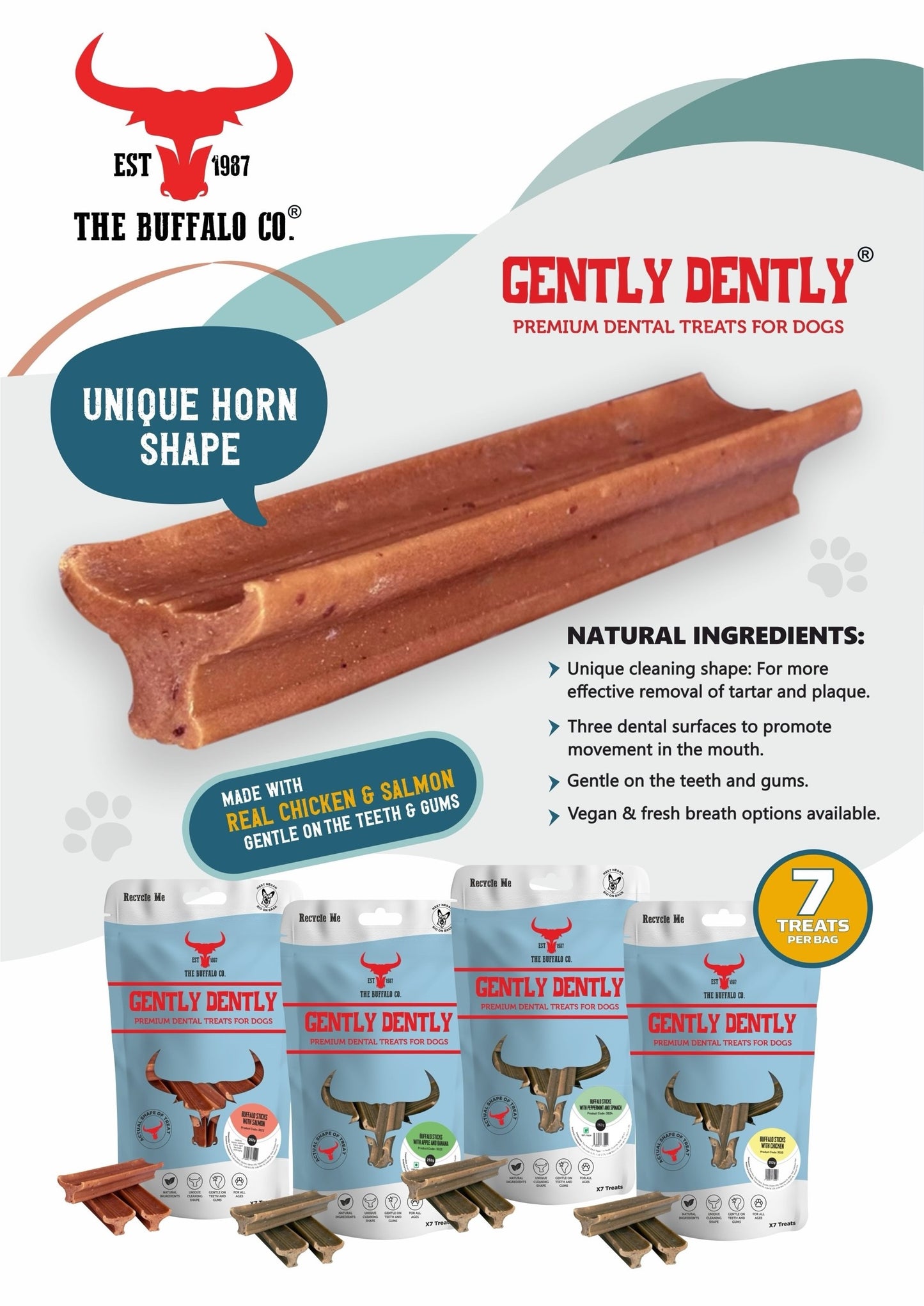 Gently Dently- Salmon Dental Treats for Dogs 175g