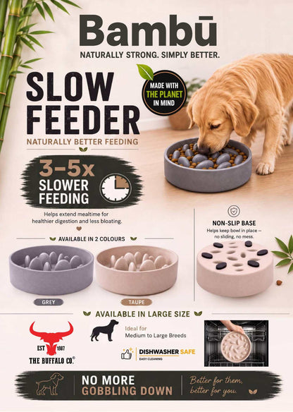 Bambū Slow Feeder Dog Bowl – Eco-Friendly, Non-Slip & Anti-Gulp