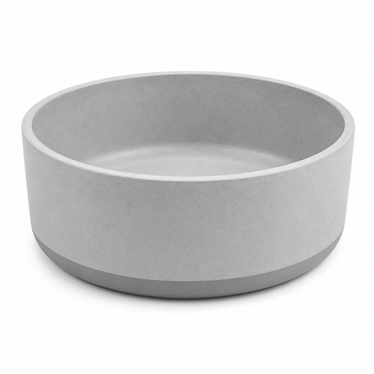 Bambū Bamboo Dog Bowl in grey with a smooth, solid finish, rounded shape and darker non-slip base